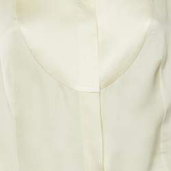 Pre Owned Giorgio Armani Cream Silk Double Cuff Blouse L