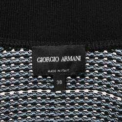 Giorgio Armani Black/Blue Textured Knit Button Front Cardigan S