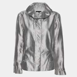 Giorgio Armani Silver Silk Zipped Jacket M