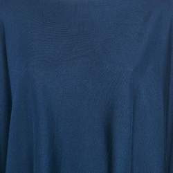 Pre Owned Giorgio Armani Navy Blue Stretch Knit Poncho S