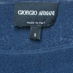 Pre Owned Giorgio Armani Navy Blue Stretch Knit Poncho S
