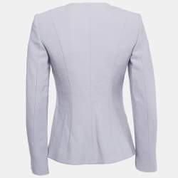 Giorgio Armani Blue Wool Blend Collarless Jacket S