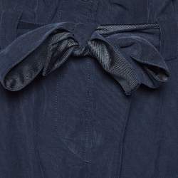 Pre Owned Giorgio Armani Midnight Blue Corduroy Belted Trousers S