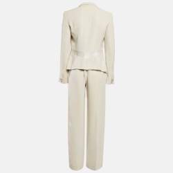 Pre Owned Giorgio Armani Light Beige Silk Blazer and Pants Set M