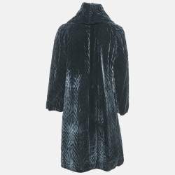 Giorgio Armani Blue Textured Velvet Coat M