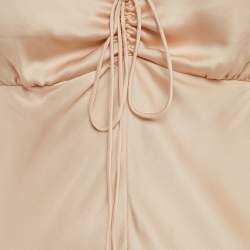 مملوكة مسبقًا Giorgio Armani Pink Satin Silk Ruche Neck Midi Dress L