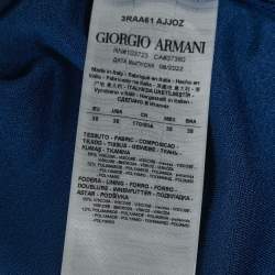 Giorgio Armani Blue Jersey Draped Midi Dress S