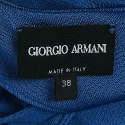 Giorgio Armani Blue Jersey Draped Midi Dress S