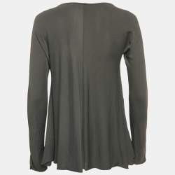 Pre Owned Giorgio Armani Grey Jersey Ruched Top M