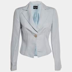 Giorgio Armani Light Blue Linen and Cotton Blazer S