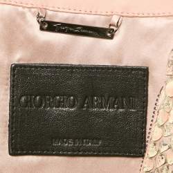 Giorgio Armani Pink Textured Python Leather Zip-Up Jacket S