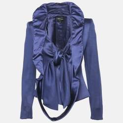 Giorgio Armani Blue Crepe Tie-Up Blazer M