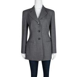 Pre Owned Giorgio Armani Vintage Grey Wool Blend Blazer L