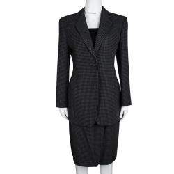 Pre Owned Giorgio Armani Vintage Monochrome Dotted Blazer and Skirt Set M