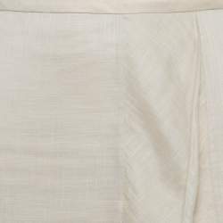 Pre Owned Giorgio Armani Light Pink Muslin Cotton Draped Maxi Skirt L