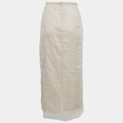 Pre Owned Giorgio Armani Light Pink Muslin Cotton Draped Maxi Skirt L