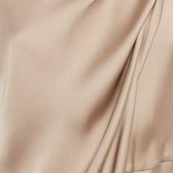 Pre Owned Giorgio Armani Beige Satin Cowl Neck Cap Sleeve Top M