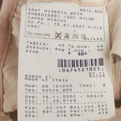 Pre Owned Giorgio Armani Pink Suede and Tulle Zip-Up Jacket S