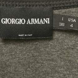 Pre Owned كارديجان صوف كشمير أسود مع تفاصيل سحاب جورجيو أرماني بحجم صغير