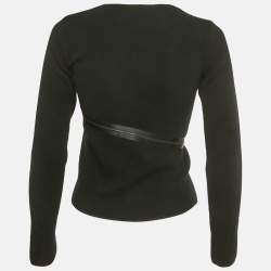 Pre Owned كارديجان صوف كشمير أسود مع تفاصيل سحاب جورجيو أرماني بحجم صغير