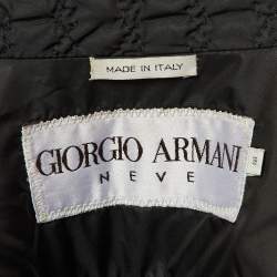 Pre Owned Giorgio Armani Black Nylon & Knit Zip Up Jacket S