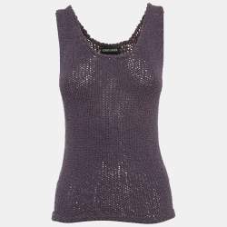 مملوكة مسبقًا Giorgio Armani Purple Cotton & Silk Sleeveless Tank Top M