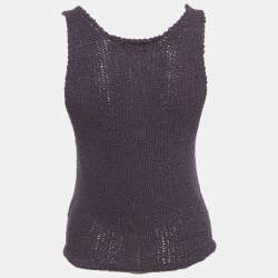 مملوكة مسبقًا Giorgio Armani Purple Cotton & Silk Sleeveless Tank Top M