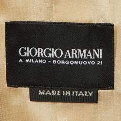 Pre Owned بليزر جورجيو أرماني بيج من الكتان والحرير بأسنانه الصغيرة