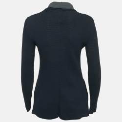 مملوكة مسبقًا Giorgio Armani Navy Blue Stretch Knit Jacket S