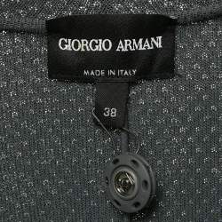 مملوكة مسبقًا Giorgio Armani Navy Blue Stretch Knit Jacket S