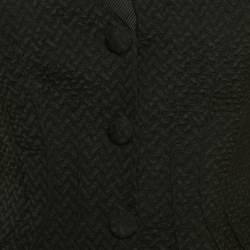 Pre Owned جاكيت بليزر جورجيو أرماني بقماش صوفي ممزوج ومضلع باللون الأسود مقاس متوسط - ميديوم