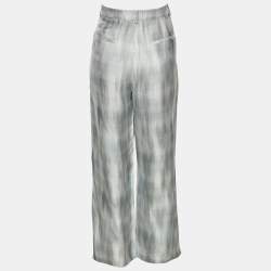 Pre Owned بنطلون جورجيو أرماني حرير أزرق واسع الأرجل ميديوم