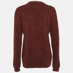 Pre Owned كنزة دائرية جيورجيو أرماني منسوجة بنمط هندسي مقاس كبير