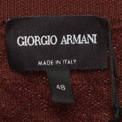 Pre Owned كنزة دائرية جيورجيو أرماني منسوجة بنمط هندسي مقاس كبير