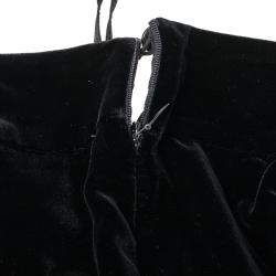 Pre Owned Giorgio Armani Black High Waist Velvet Pants M
