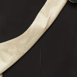 Pre Owned Giorgio Armani Black & Cream Silk & Crepe Jacket M