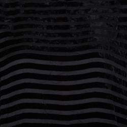 Pre Owned Giorgio Armani Black Striped Velvet High Neck Long Sleeve Blouse S