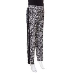 Pre Owned Giorgio Armani Monochome Printed Silk Optical Pants M