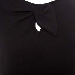 Pre Owned Giorgio Armani Black Knit Faux Knot Detail Long Sleeve T-Shirt S