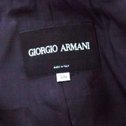 Pre Owned Giorgio Armani Navy Blue Jacquard Organza Trim Jacket S  