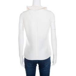 Pre Owned Giorgio Armani Cream Ruffled Sleeveless Top M