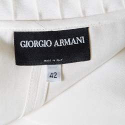 Pre Owned Giorgio Armani Cream Ruffled Sleeveless Top M