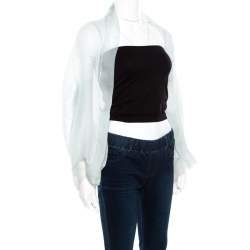 Pre Owned Giorgio Armani Pale Blue Plisse Silk Shrug ( One Size )