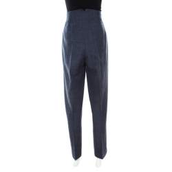 Giorgio Armani Navy Blue Wool High Waist Pants S