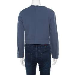 Pre Owned Giorgio Armani Grey Silk Slit Back Detail Long Sleeve Blouse S