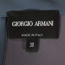 Pre Owned Giorgio Armani Grey Silk Slit Back Detail Long Sleeve Blouse S