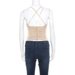 Pre Owned Giorgio Armani Beige Sequin Embellished Bustier Top XS