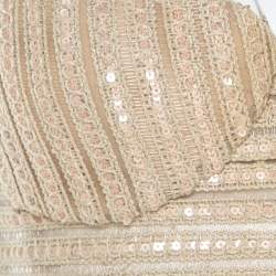 Pre Owned Giorgio Armani Beige Sequin Embellished Bustier Top XS