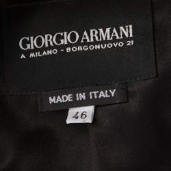 Pre Owned Giorgio Armani Black Wool Mandarin Collar Blazer L