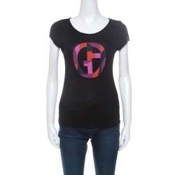 Giorgio Armani Black Sheer Logo Print T-Shirt S